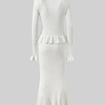 Prudence, Ribbed Peplum Top & Maxi Skirt Set