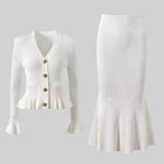Prudence, Ribbed Peplum Top & Maxi Skirt Set