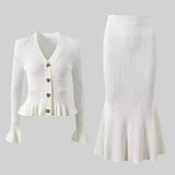 Prudence, Ribbed Peplum Top & Maxi Skirt Set