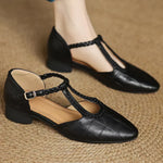 Greta Classic Leather T-Bar Shoes with Braided Detail - view 8