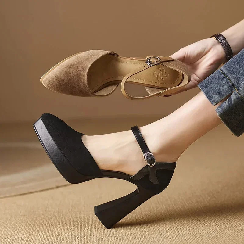 Constance Elegant Court Shoes with Ankle Strap