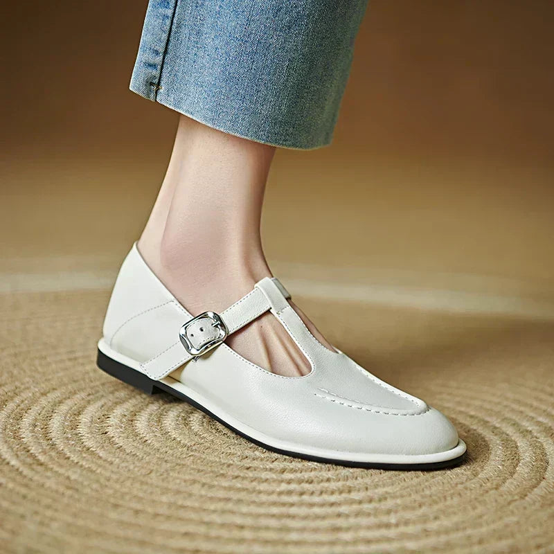 Selina Low-Heel T-Bar Shoes