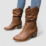 Eleanora, Heeled Boots with Ruched Shaft