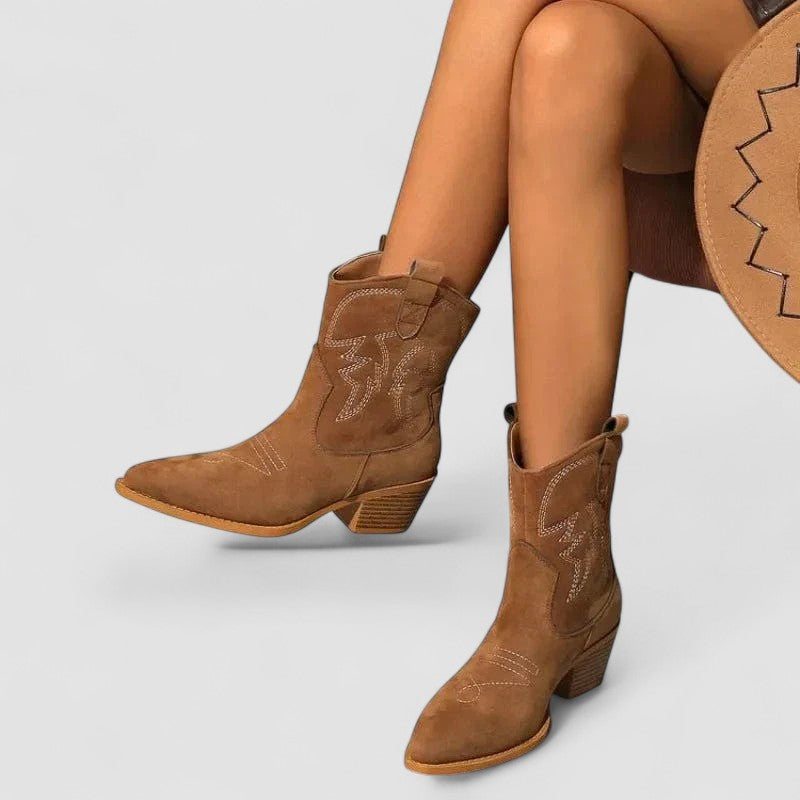 Darcy, Embroidered Western Ankle Boots