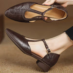 Greta Classic Leather T-Bar Shoes with Braided Detail - view 4