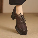 Muriel Classic Block-Heel Shoes with Laces