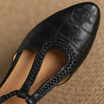 Greta Classic Leather T-Bar Shoes with Braided Detail - view 10
