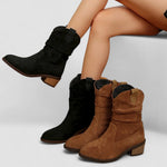 Cleo, Western Ankle Boots with Ruched Shaft