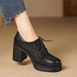 Muriel Classic Block-Heel Shoes with Laces