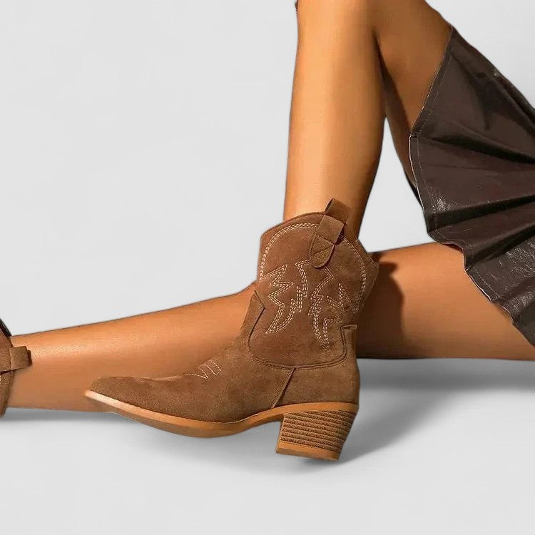 Darcy, Embroidered Western Ankle Boots