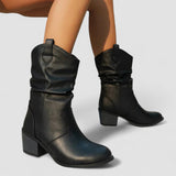 Eleanora, Heeled Boots with Ruched Shaft
