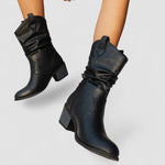 Eleanora, Heeled Boots with Ruched Shaft