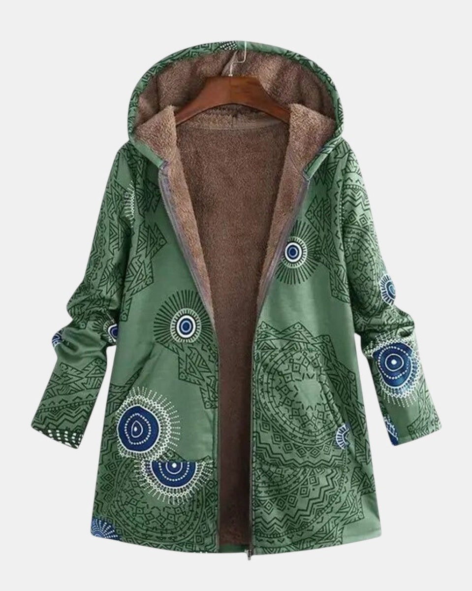 Sage Sherpa Jacket with Tribal Pattern - view 2