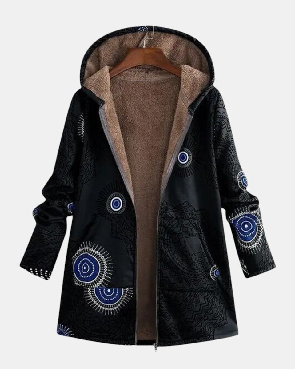 Sage Sherpa Jacket with Tribal Pattern