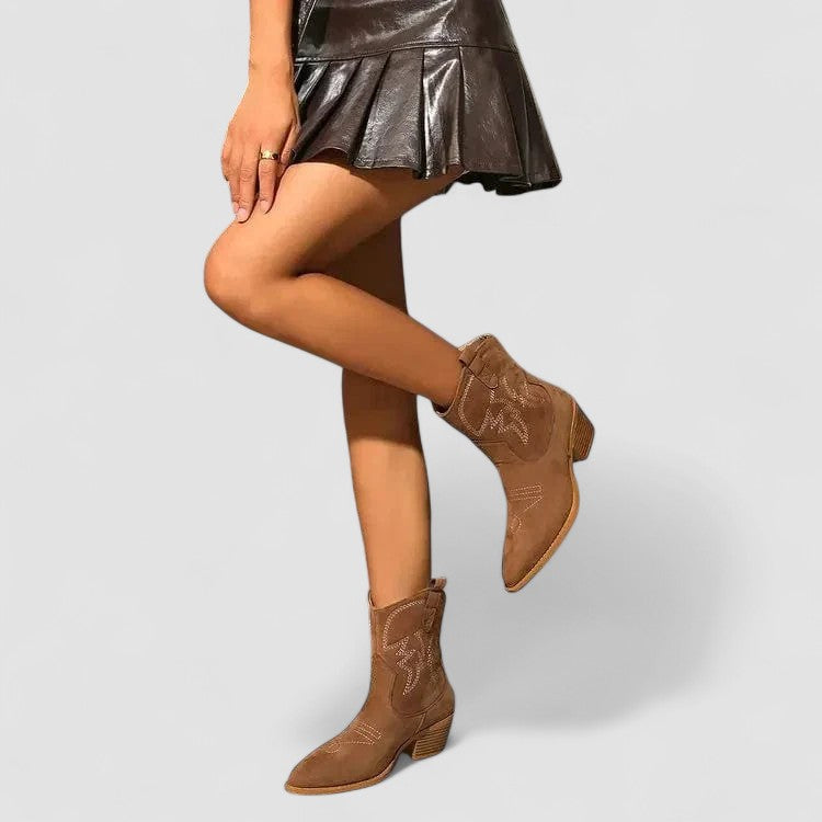 Darcy, Embroidered Western Ankle Boots