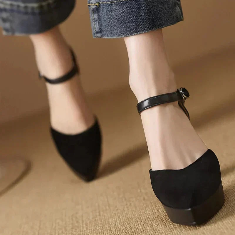 Constance Elegant Court Shoes with Ankle Strap