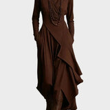 Eunice | Asymmetric Knitted Maxi Dress with Roll Neck