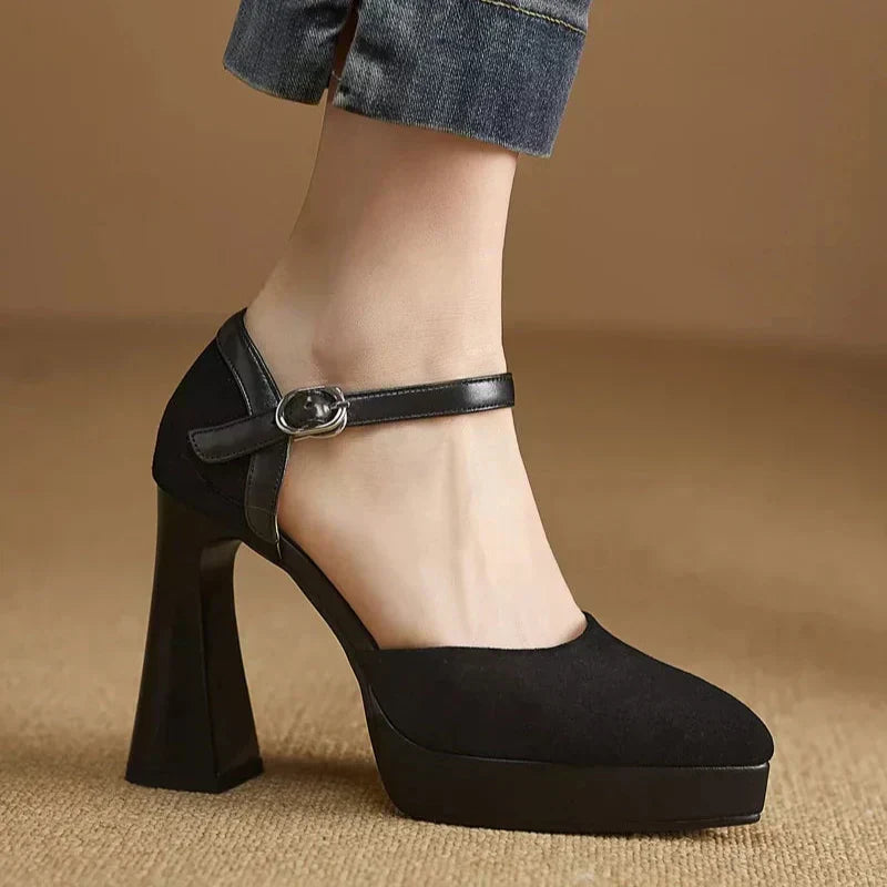 Constance Elegant Court Shoes with Ankle Strap