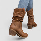 Eleanora, Heeled Boots with Ruched Shaft