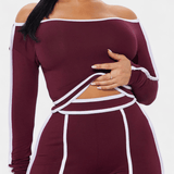 Shelley, Contrast-Stripe Top & Wide-Leg Trousers Set