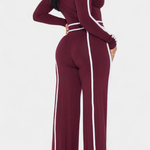 Shelley, Contrast-Stripe Top & Wide-Leg Trousers Set