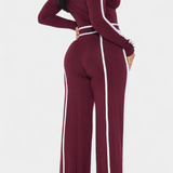 Shelley, Contrast-Stripe Top & Wide-Leg Trousers Set