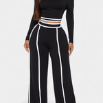 Shelley, Contrast-Stripe Top & Wide-Leg Trousers Set