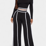 Shelley, Contrast-Stripe Top & Wide-Leg Trousers Set