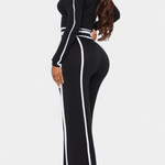 Shelley, Contrast-Stripe Top & Wide-Leg Trousers Set