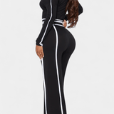 Shelley, Contrast-Stripe Top & Wide-Leg Trousers Set