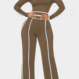 Shelley, Contrast-Stripe Top & Wide-Leg Trousers Set