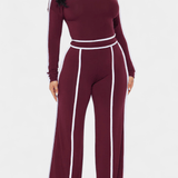 Shelley, Contrast-Stripe Top & Wide-Leg Trousers Set