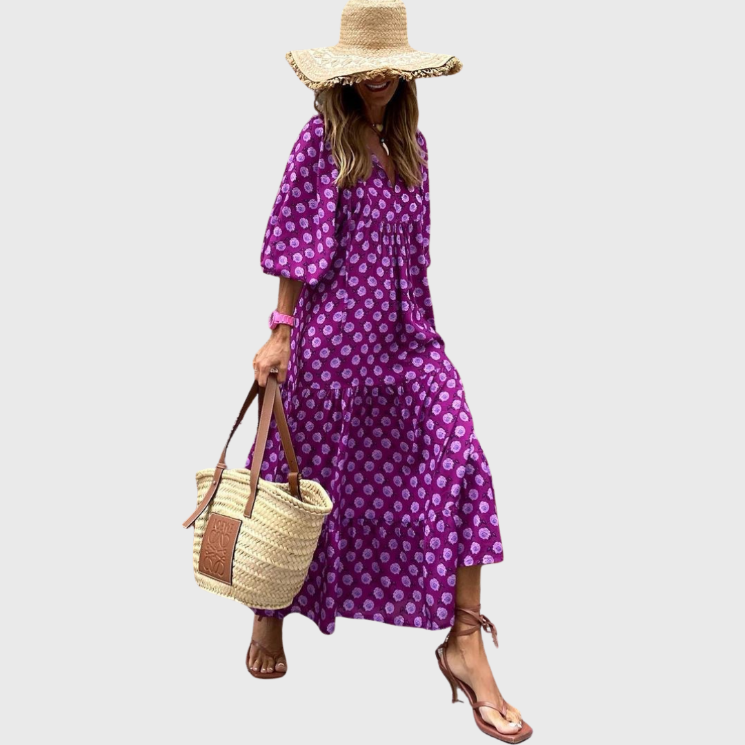 Fleur | Relaxed Tiered Maxi Dress with Kimono Sleeves