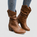 Eleanora, Heeled Boots with Ruched Shaft