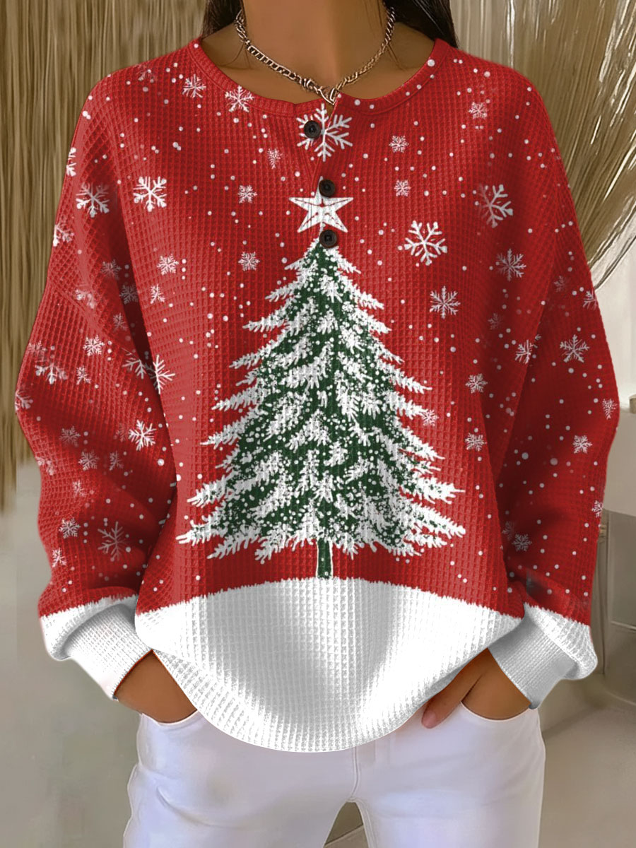 Lotte Christmas Jumper in Red with Christmas Tree