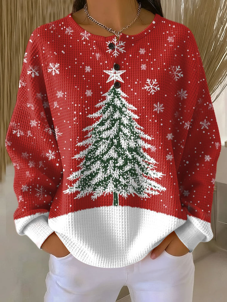 Lotte | Christmas Jumper in Red with Christmas Tree