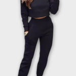 Stacey, Beige Knitted Top & Trousers Set