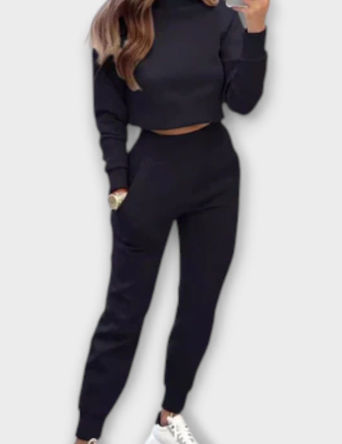 Stacey, Beige Knitted Top & Trousers Set