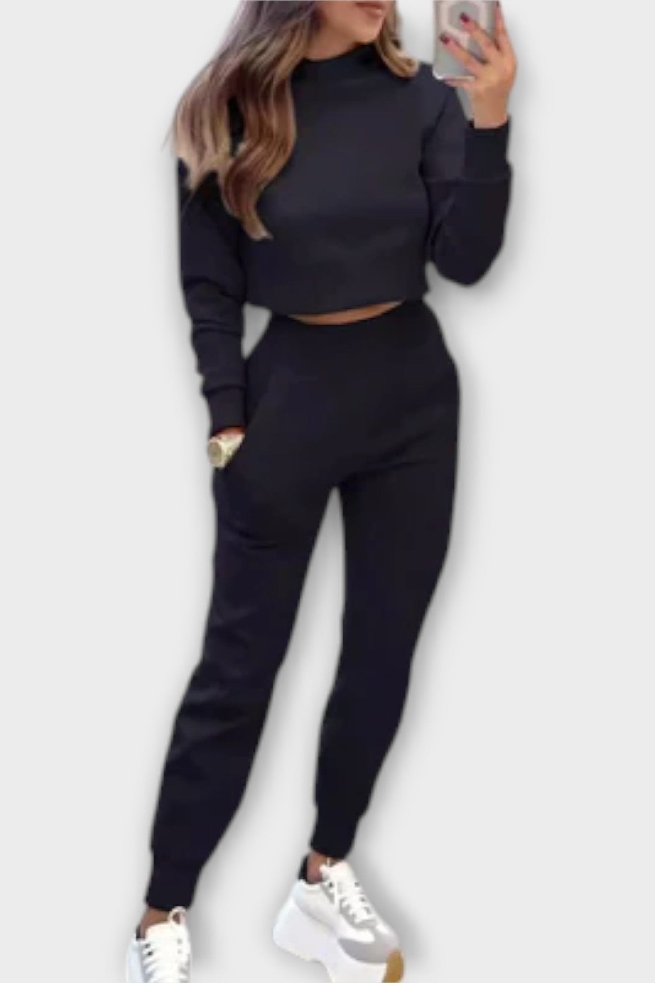 Stacey, Beige Knitted Top & Trousers Set