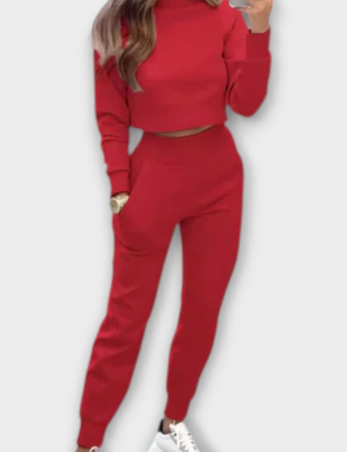 Stacey, Beige Knitted Top & Trousers Set