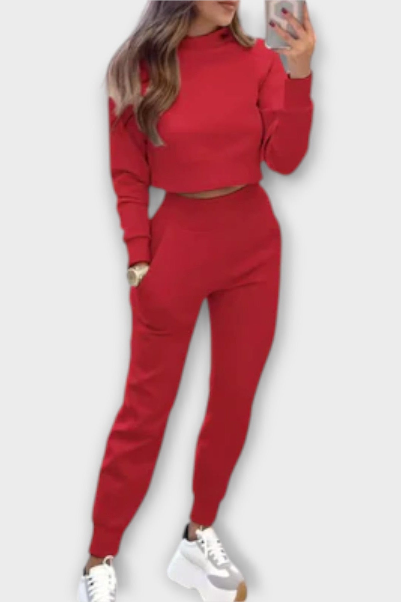 Stacey, Beige Knitted Top & Trousers Set