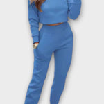 Stacey, Beige Knitted Top & Trousers Set