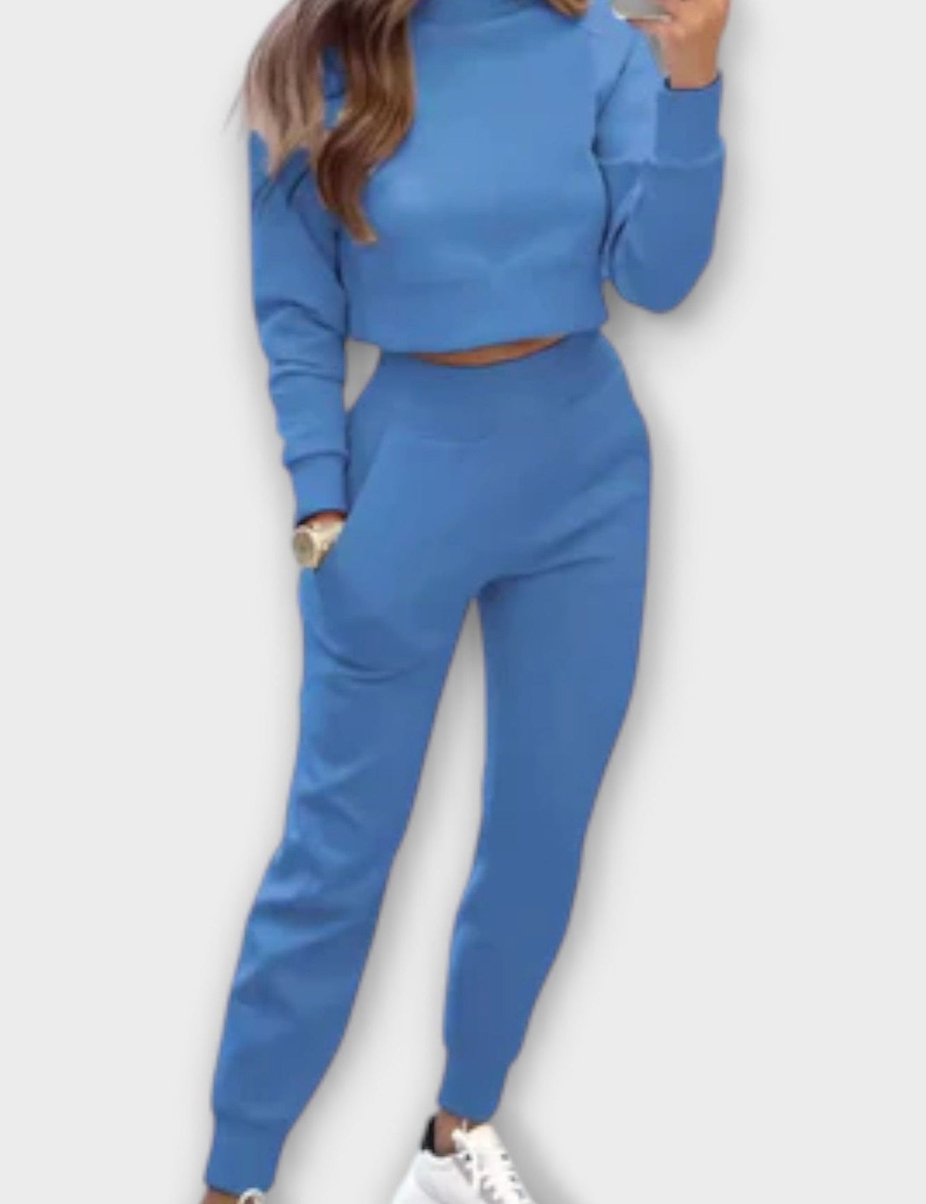 Stacey, Beige Knitted Top & Trousers Set
