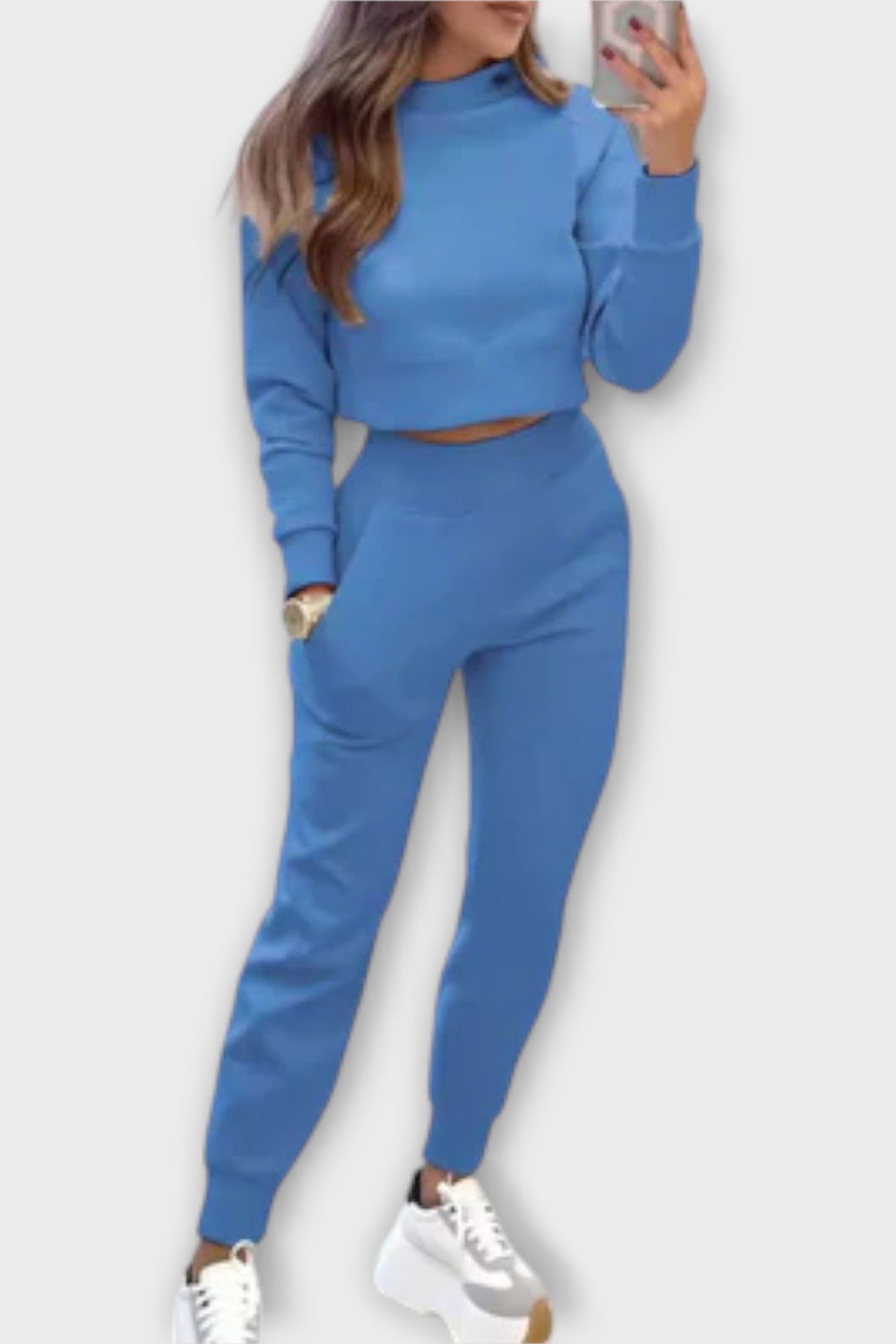 Stacey, Beige Knitted Top & Trousers Set