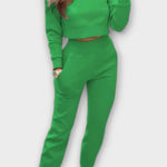 Stacey, Beige Knitted Top & Trousers Set