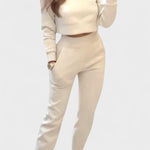 Stacey, Beige Knitted Top & Trousers Set