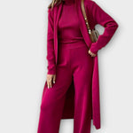 Stacey, Three-Piece Ribbed Knit Set with Trousers