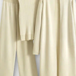 Stacey, Three-Piece Ribbed Knit Set with Trousers