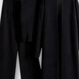 Stacey, Three-Piece Ribbed Knit Set with Trousers