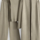 Stacey, Three-Piece Ribbed Knit Set with Trousers